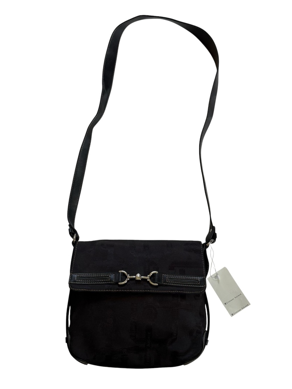 NWT ETIENNE AIGNER Dorchester Collection Black Canvas Crossbody Bag